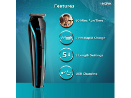 Nova Professional Hair clippers NHT 1073 USB Rechargeable and Cordless Trimmer for Men